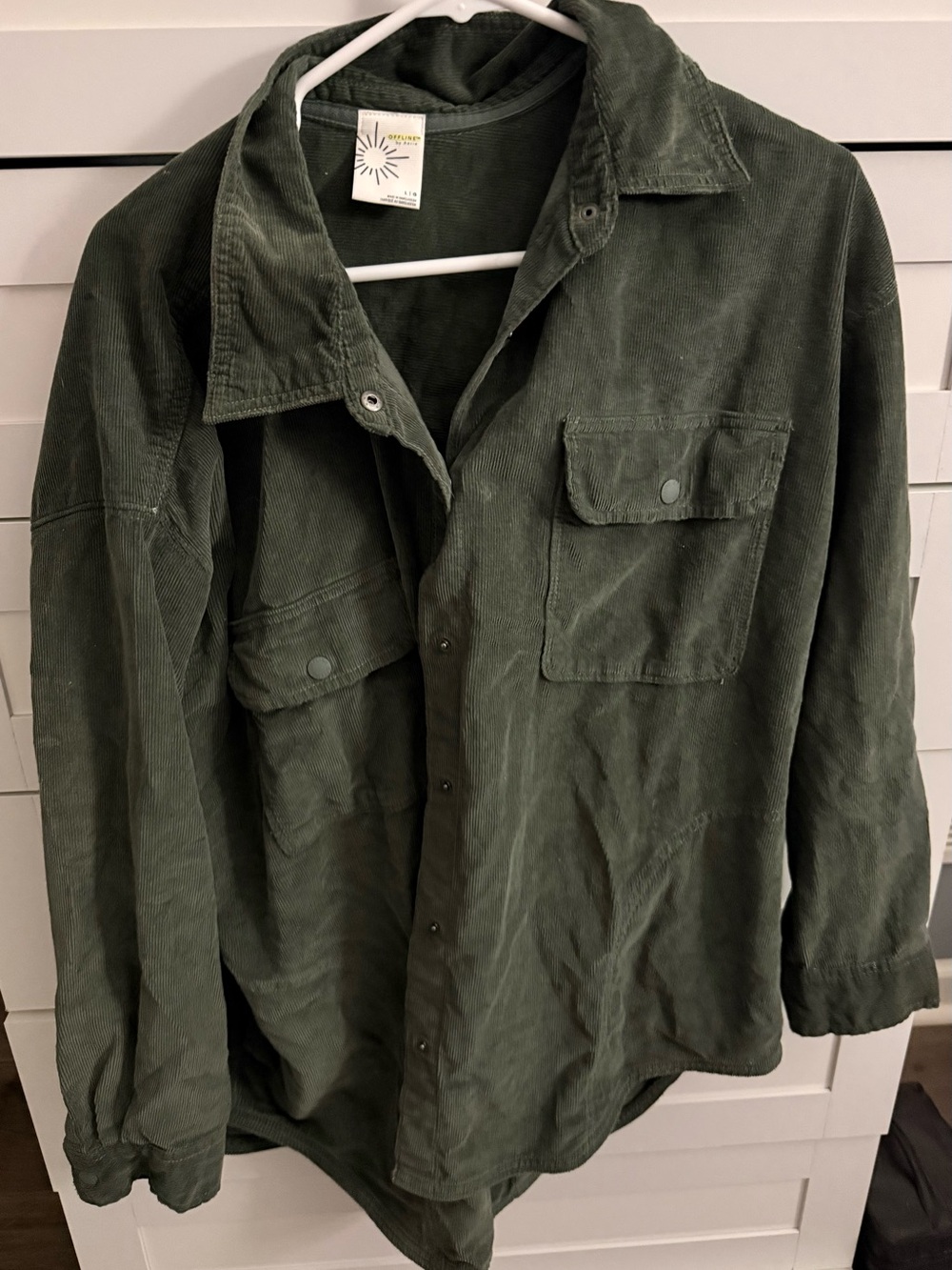 aerie Olive Green Corduroy Utility Shacket